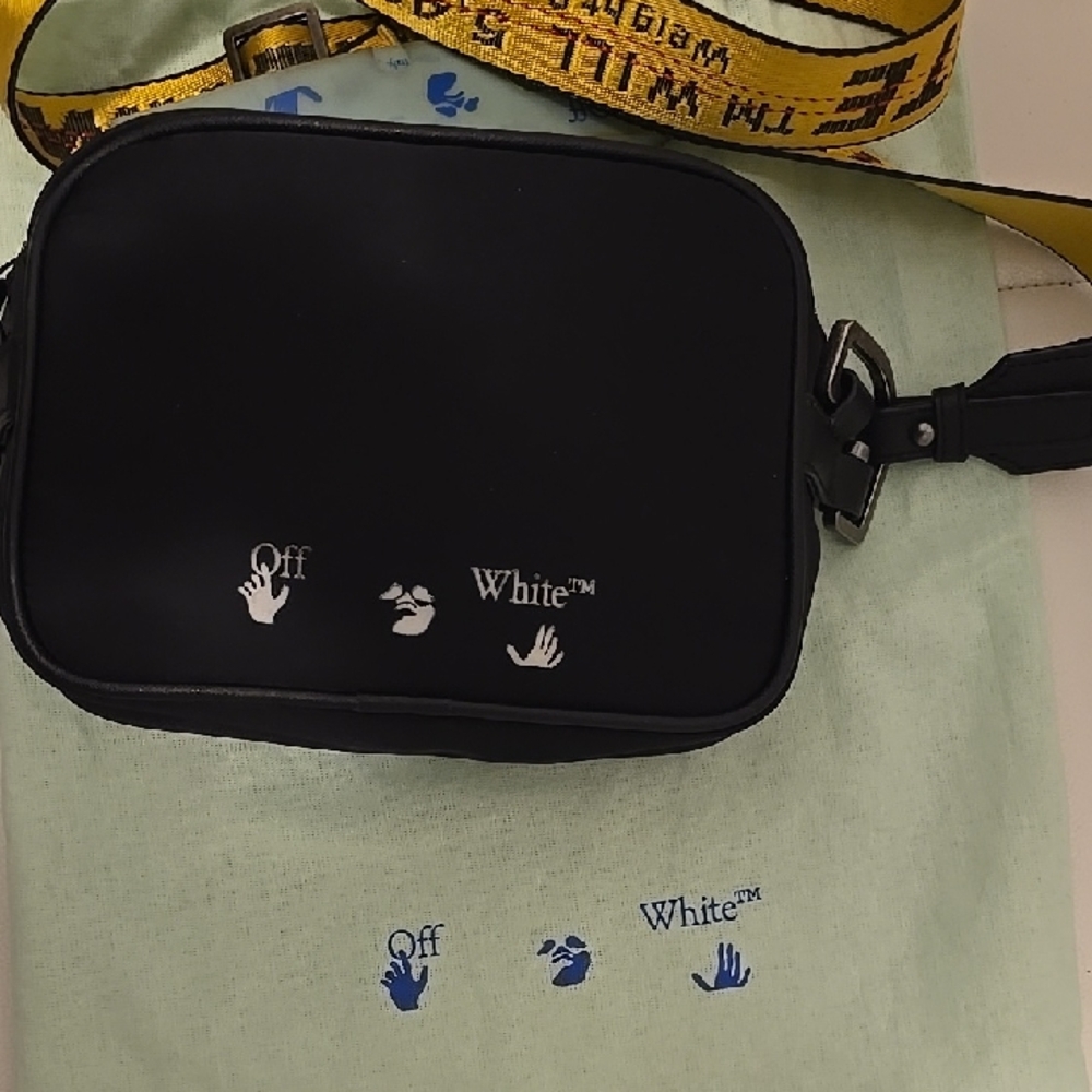 Off-White Black Bag with Yellow Strap